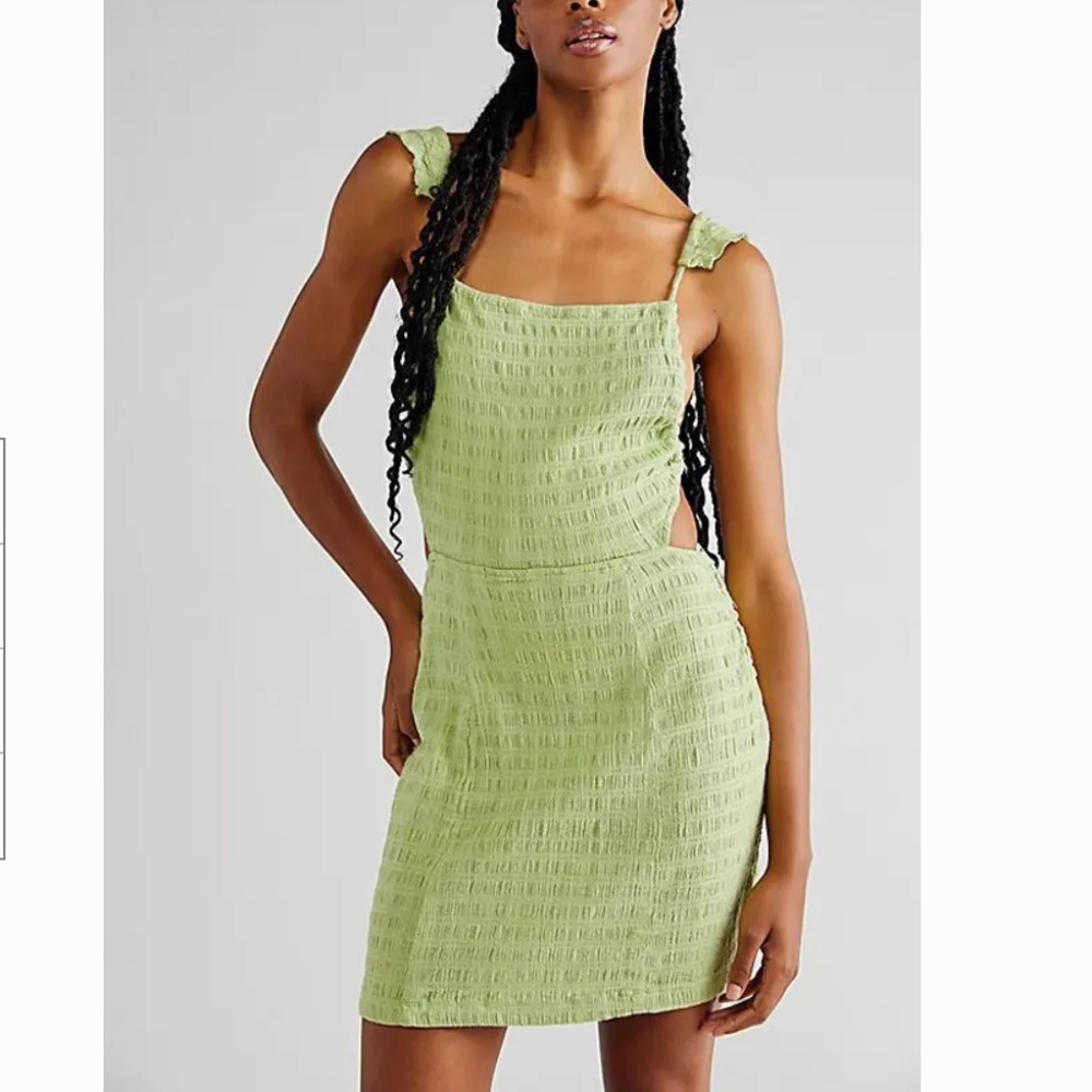 NWT Free People Beyond Chic Mini Dress Misty Path Green Endless Summer